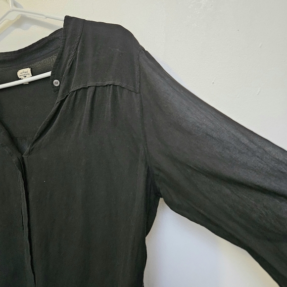 Wilfred Aritzia 100%Silk Large Black Tunic Quater Button Up Long Sleeve Blouse - Picture 11 of 12